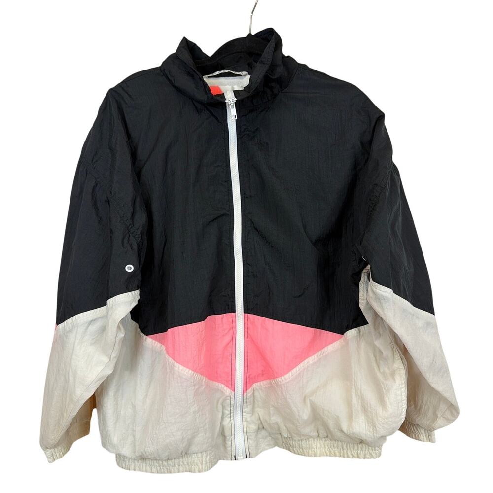 Vintage Gitano Black Pink White Zip Up Side Pocket Nylon Windbreaker Jacket L